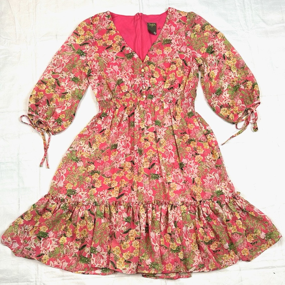 Taylor Pink and Green Floral dress